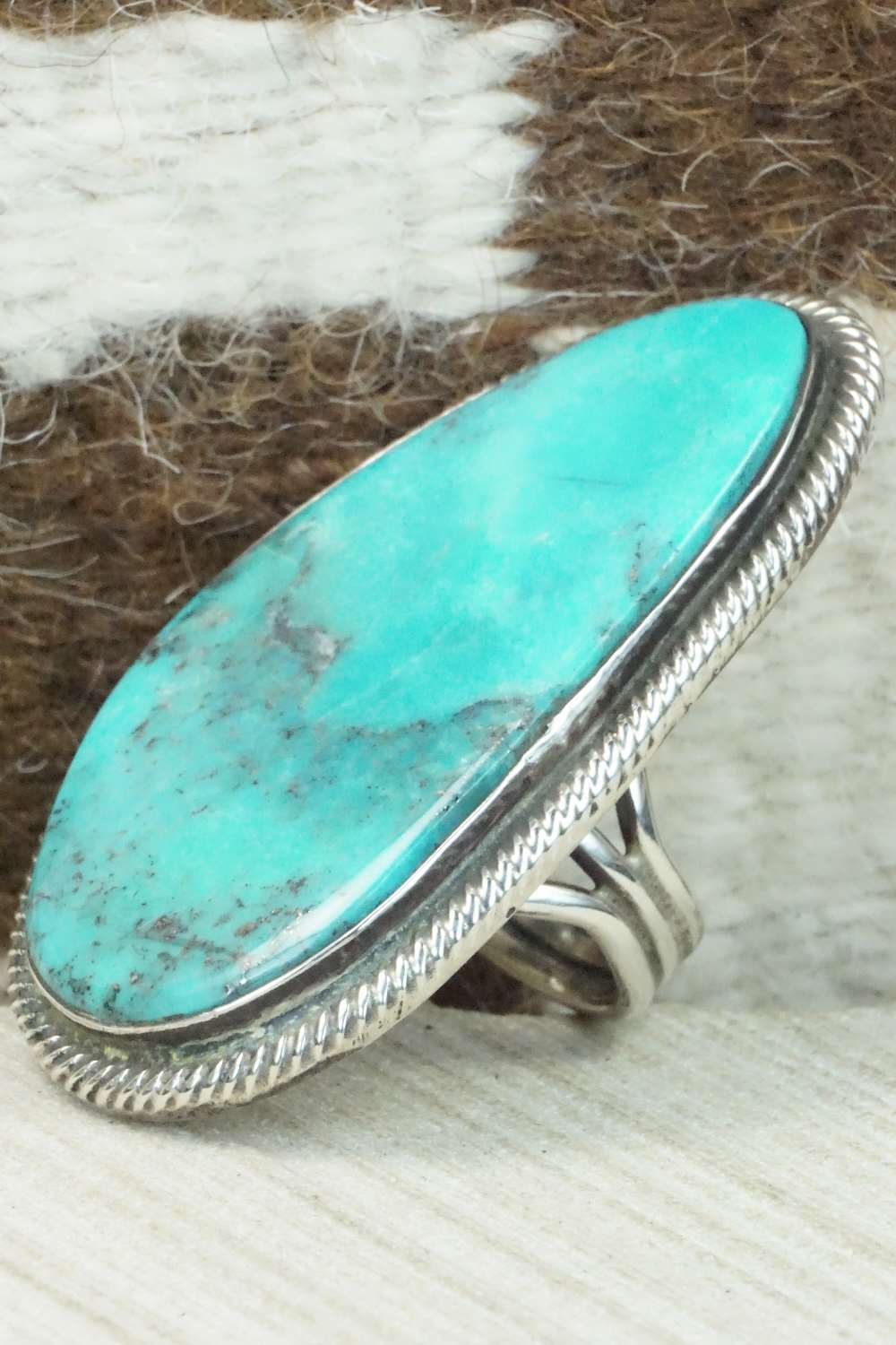 Turquoise and Sterling Silver Ring - Rick Martinez - Size 8.5