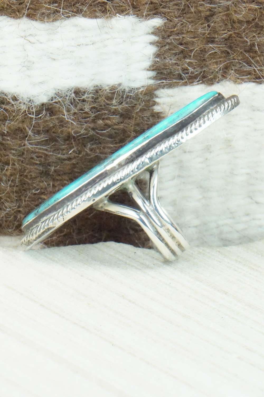 Turquoise and Sterling Silver Ring - Rick Martinez - Size 8.5