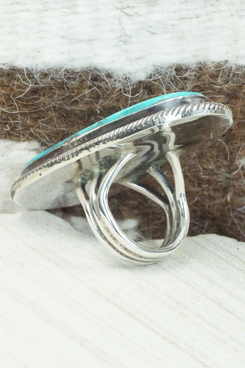 Turquoise and Sterling Silver Ring - Rick Martinez - Size 8.5