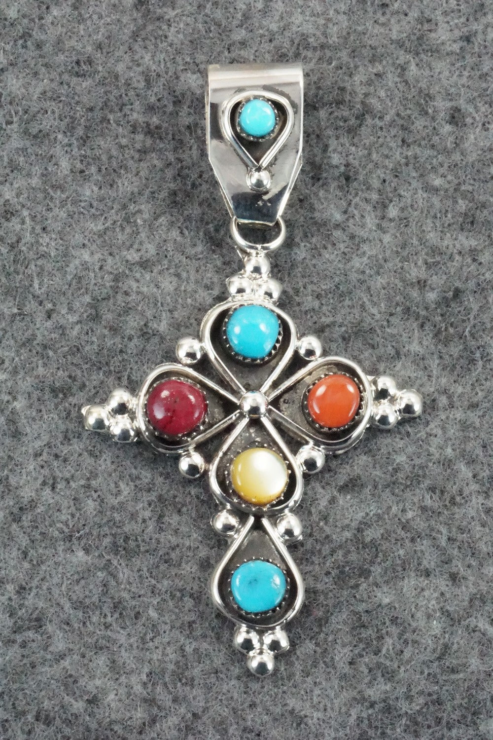 Multi Stone & Sterling Silver Pendant - Verdi Booqua