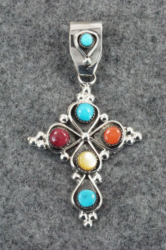 Multi Stone & Sterling Silver Pendant - Verdi Booqua
