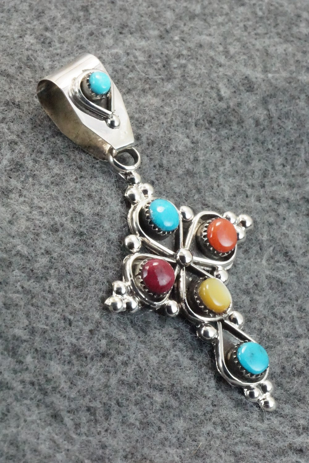 Multi Stone & Sterling Silver Pendant - Verdi Booqua