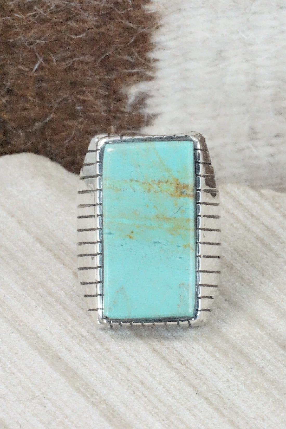 Turquoise & Sterling Silver Ring - Trevor Jack - Size 11.75