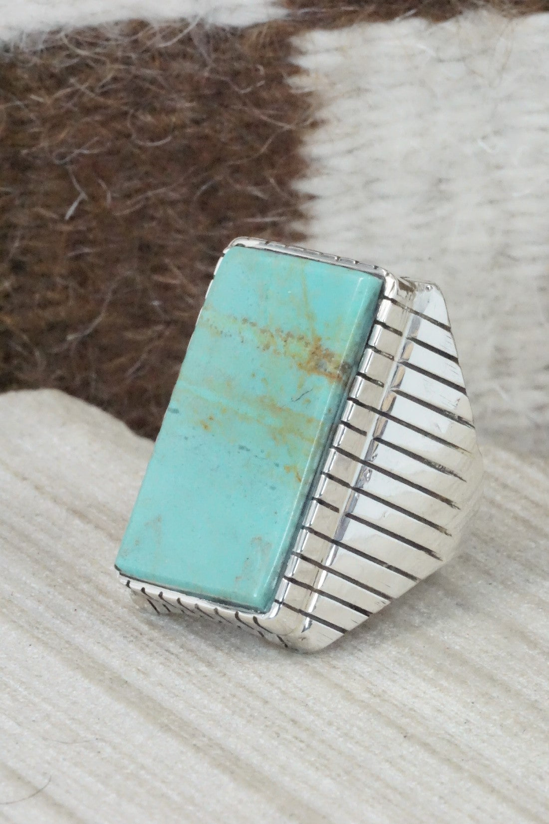Turquoise & Sterling Silver Ring - Trevor Jack - Size 11.75