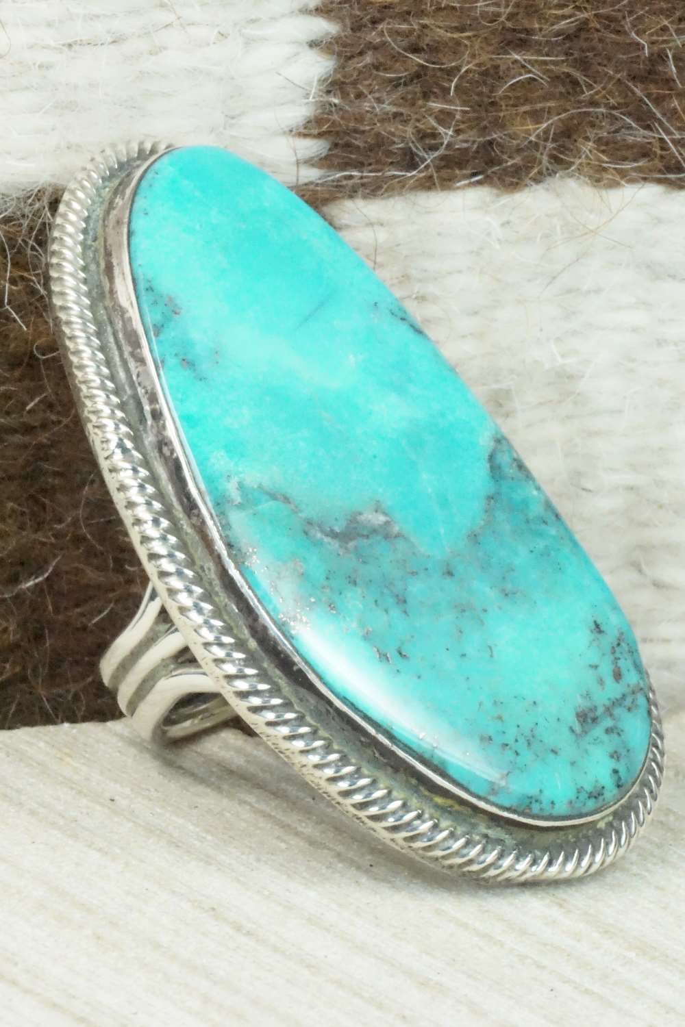 Turquoise and Sterling Silver Ring - Rick Martinez - Size 8.5