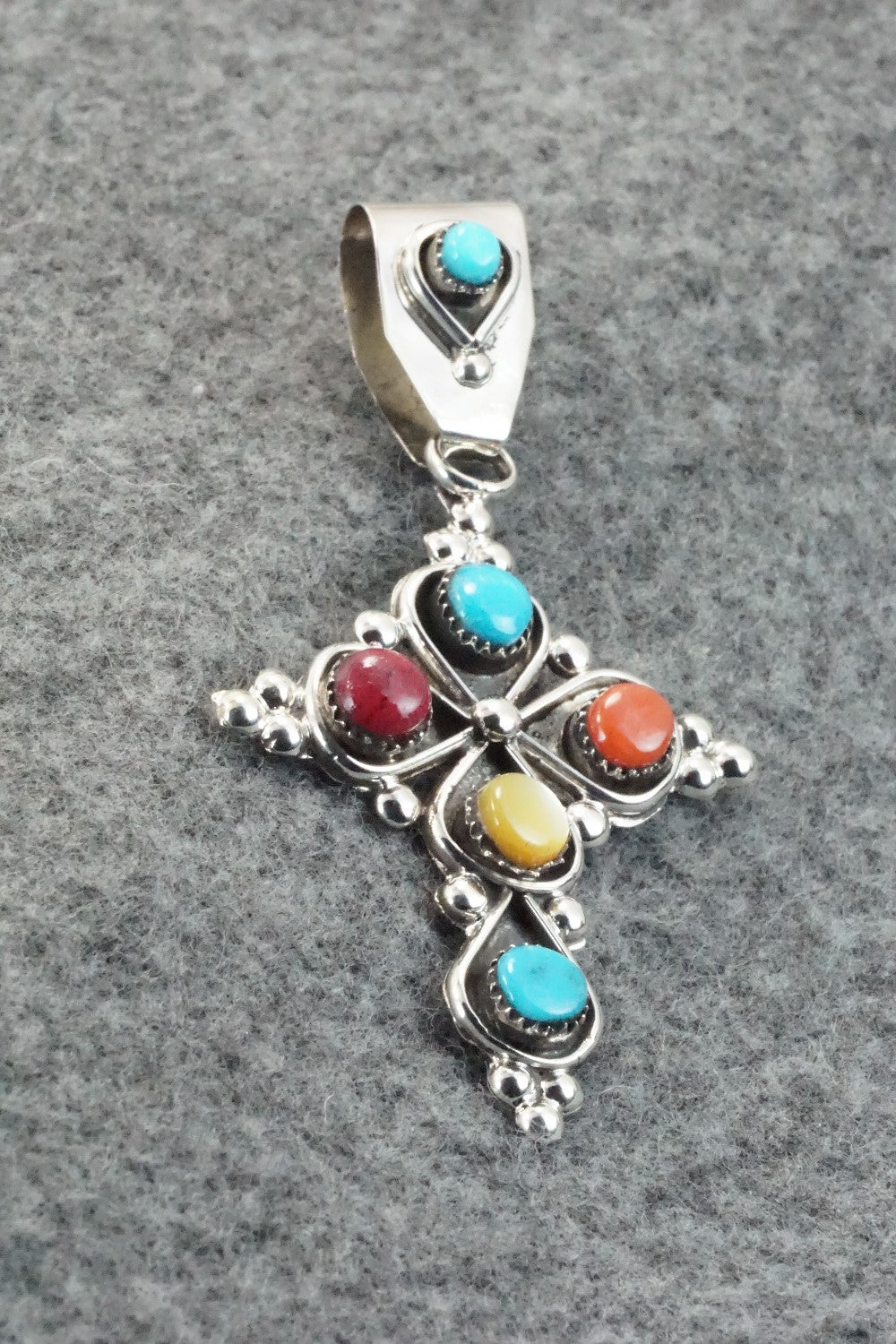 Multi Stone & Sterling Silver Pendant - Verdi Booqua