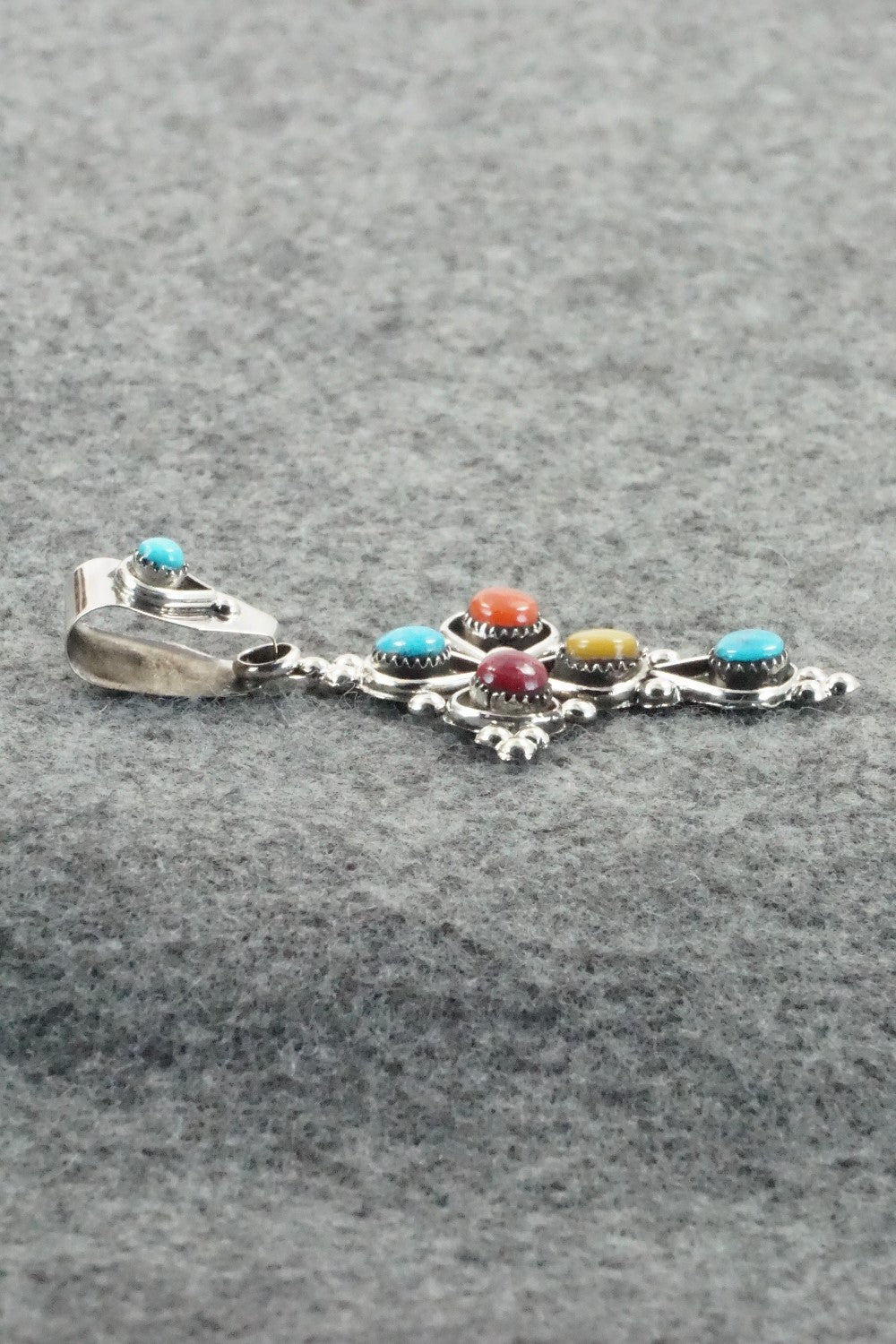 Multi Stone & Sterling Silver Pendant - Verdi Booqua