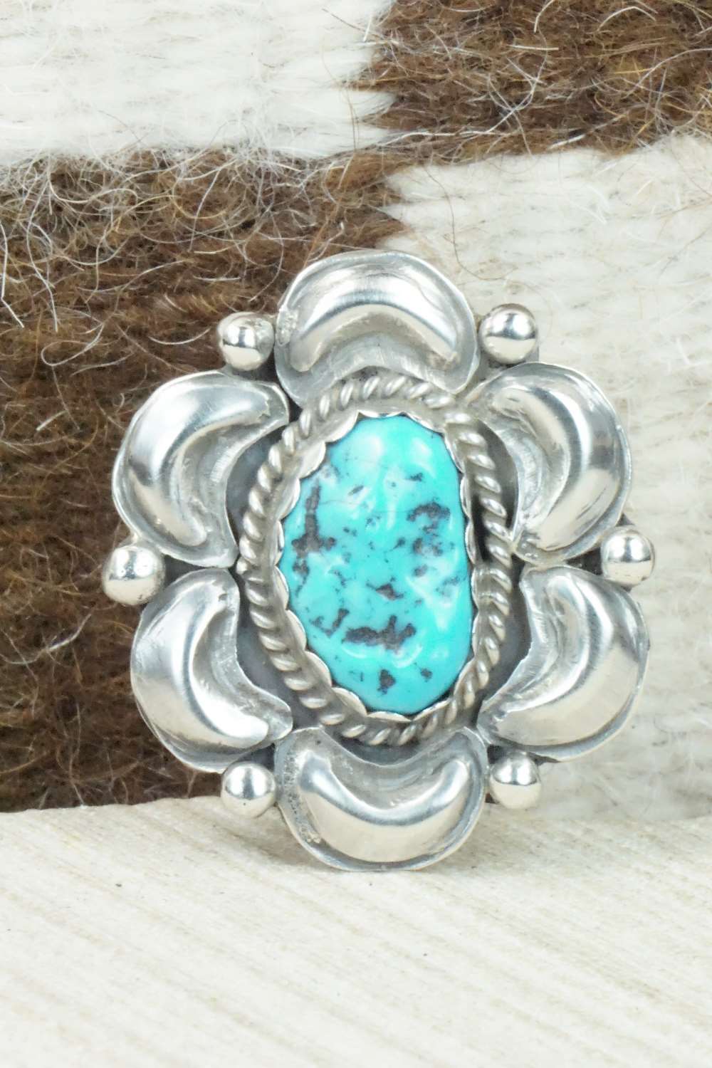 Turquoise and Sterling Silver Ring - Delvin John - Size 6.5