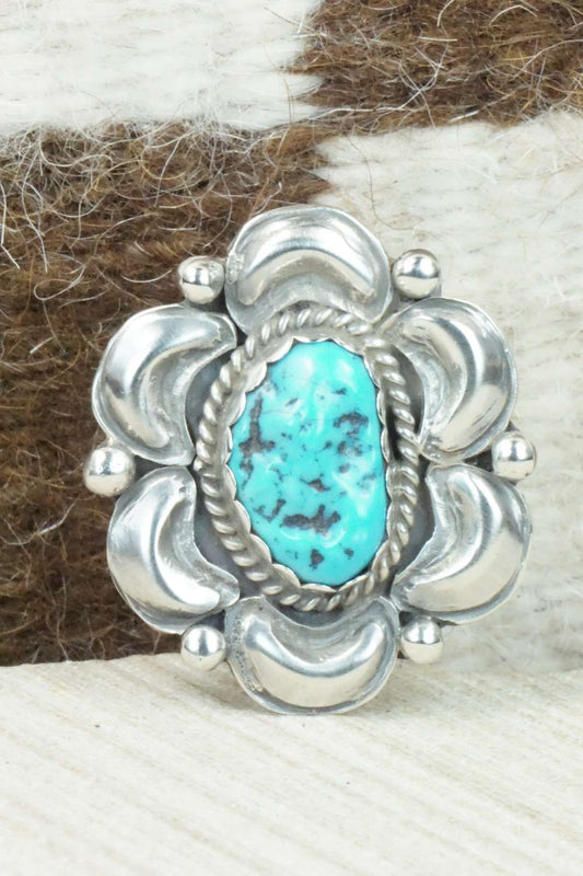 Turquoise and Sterling Silver Ring - Delvin John - Size 6.5