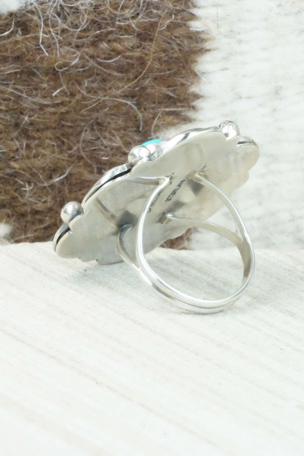 Turquoise and Sterling Silver Ring - Delvin John - Size 6.5