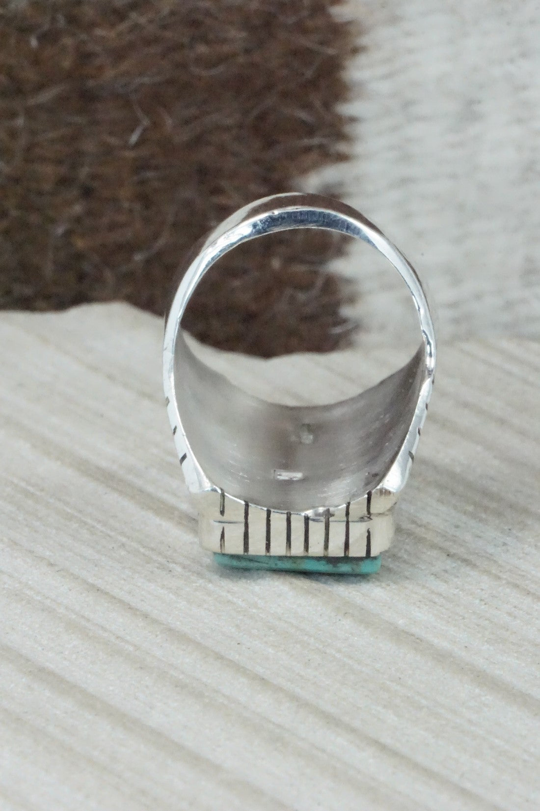 Turquoise & Sterling Silver Ring - Trevor Jack - Size 11.75