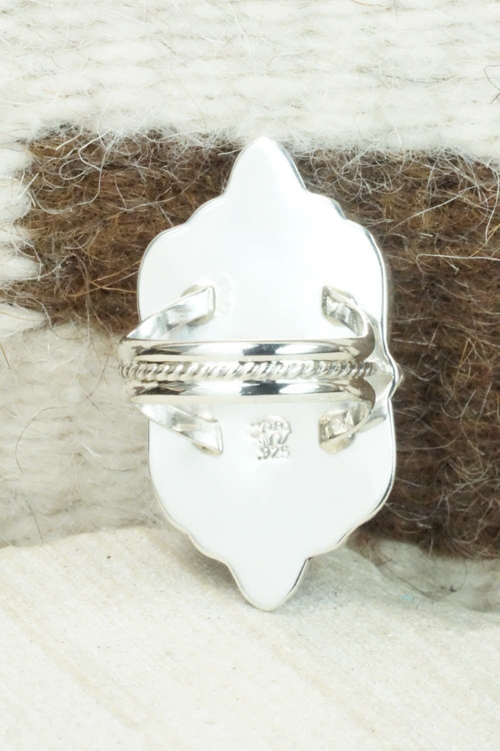 Spiny Oyster & Sterling Silver Ring - Roberts Begay - Size 6.25