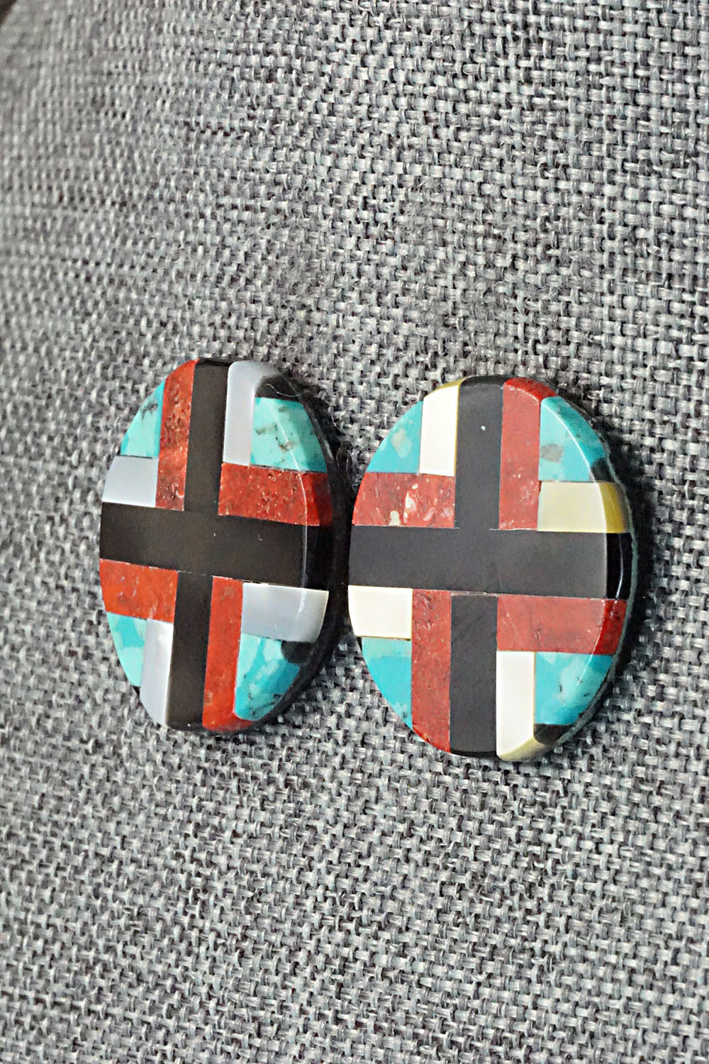 Multi Stone Inlay & Sterling Silver Earrings - Chaslyn Crespin
