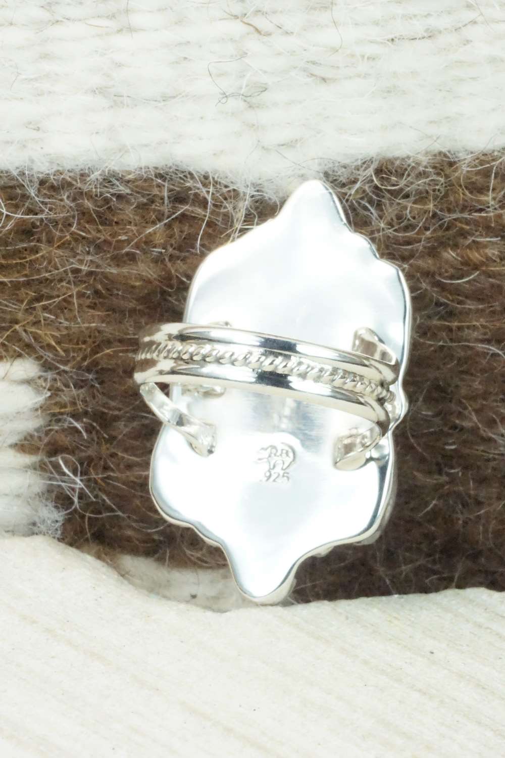 Spiny Oyster & Sterling Silver Ring - Roberts Begay - Size 8.5