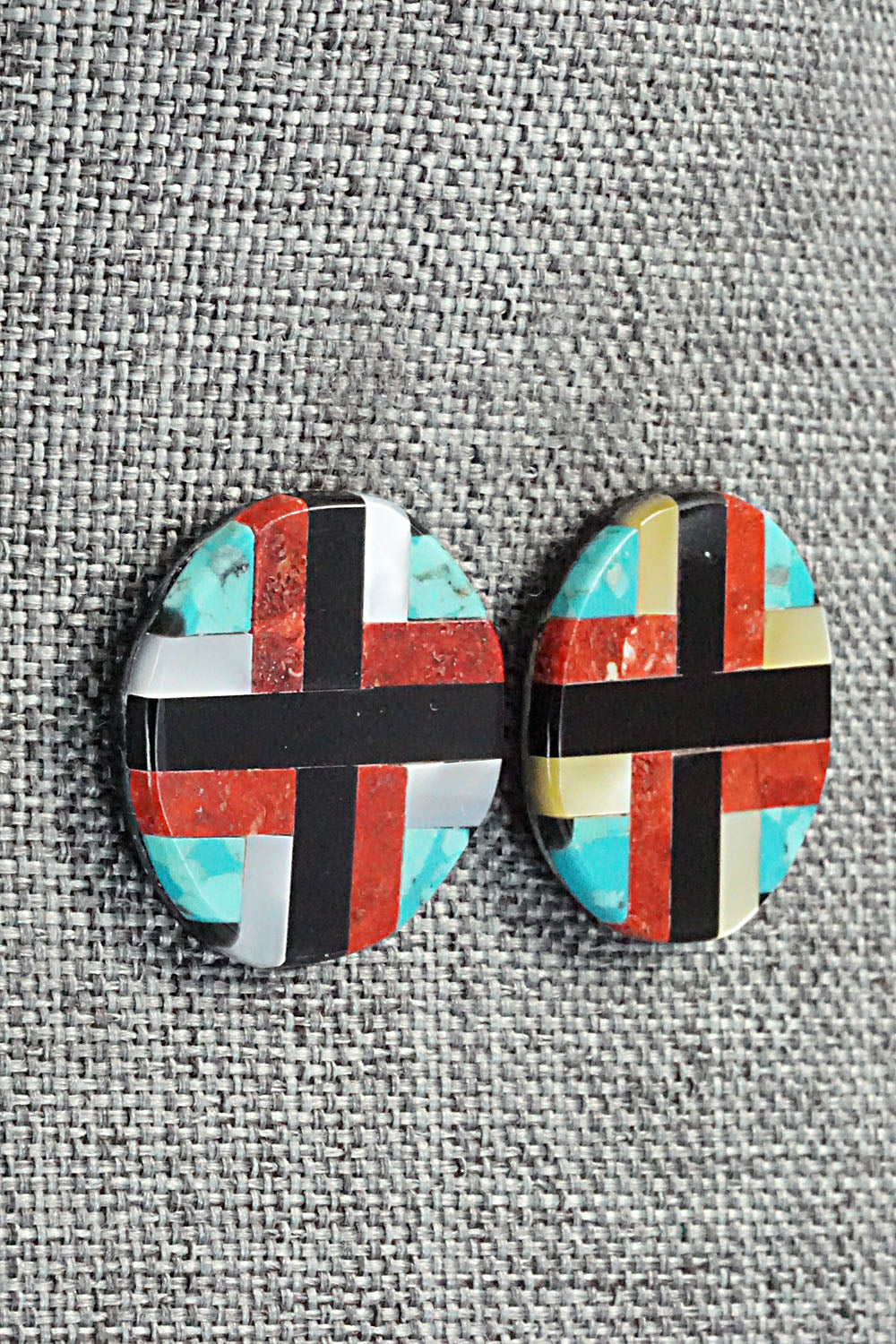 Multi Stone Inlay & Sterling Silver Earrings - Chaslyn Crespin