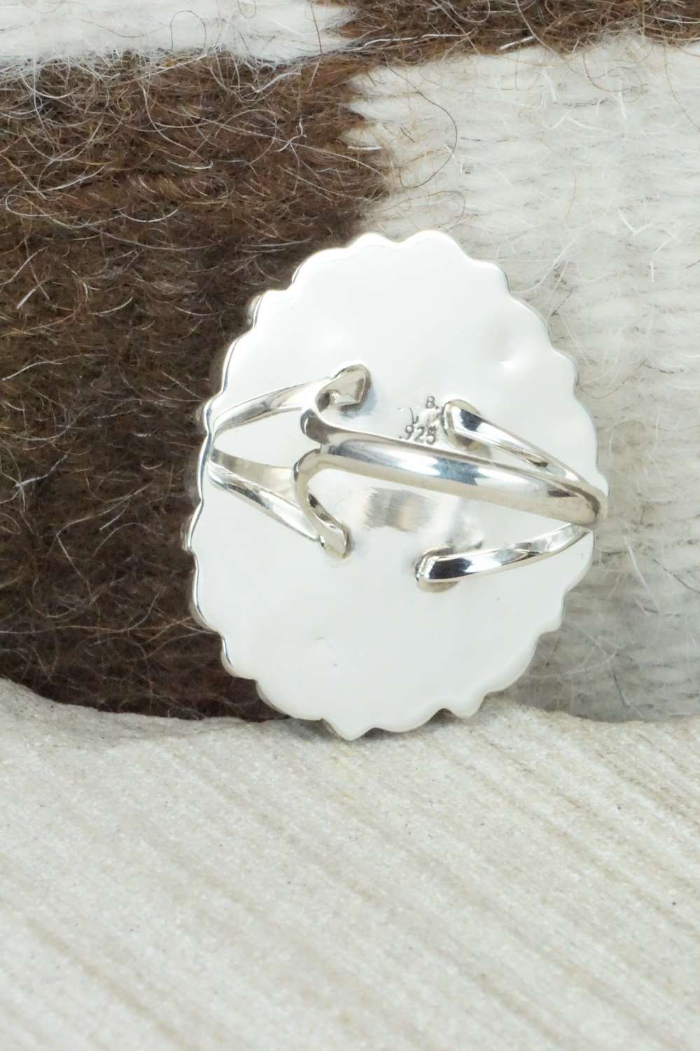 Coral, Turquoise & Sterling Silver Ring - Roberta Begay - Size 5.5