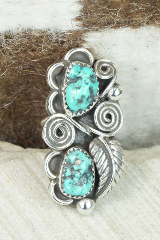 Turquoise and Sterling Silver Ring - Kenneth Jones - Size 6.5