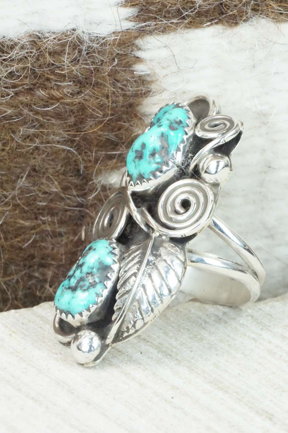 Turquoise and Sterling Silver Ring - Kenneth Jones - Size 6.5