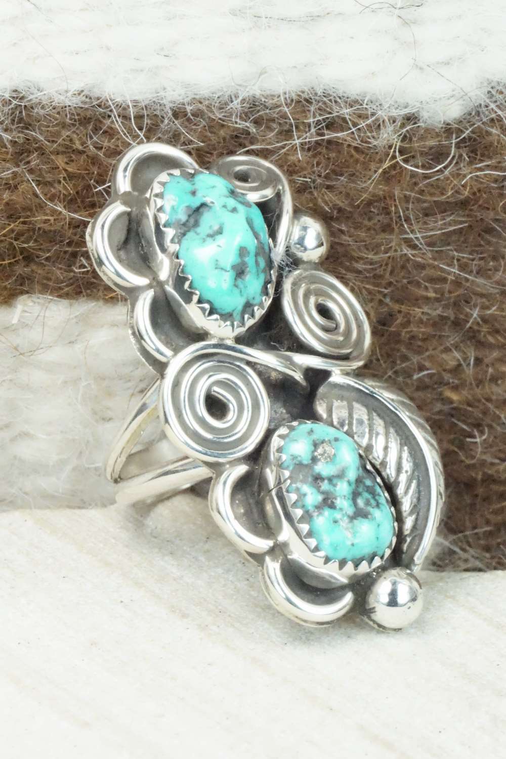 Turquoise and Sterling Silver Ring - Kenneth Jones - Size 6.5