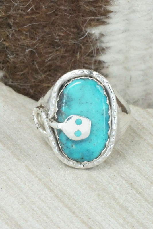 Turquoise & Sterling Silver Ring - Joy Calavaza - Size 8