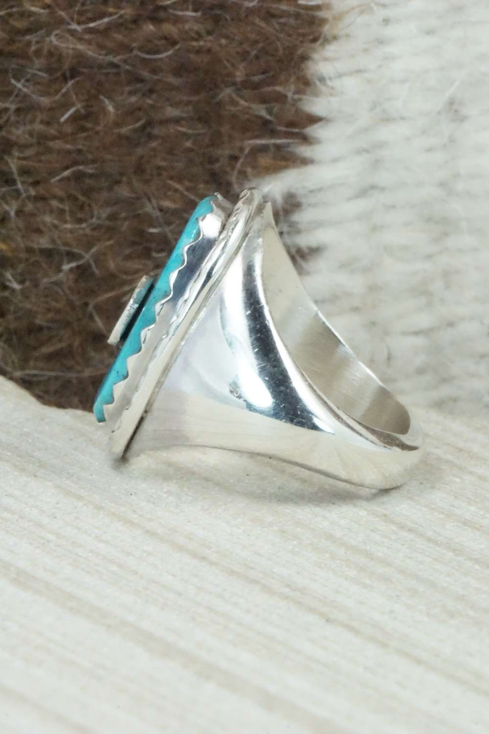 Turquoise & Sterling Silver Ring - Joy Calavaza - Size 8