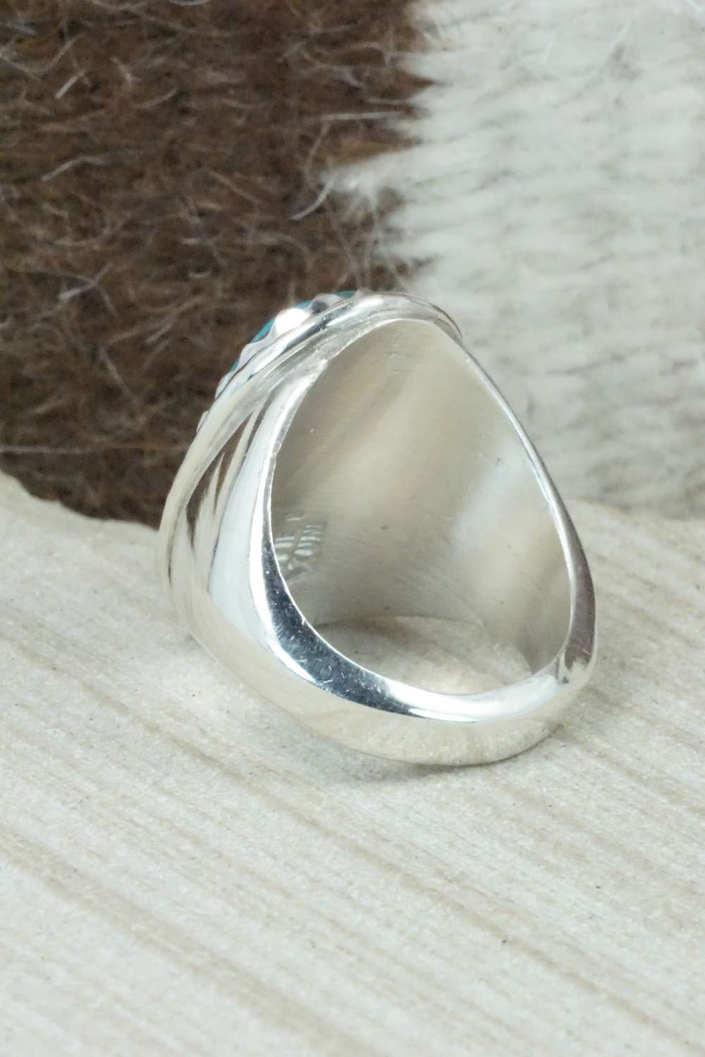 Turquoise & Sterling Silver Ring - Joy Calavaza - Size 8
