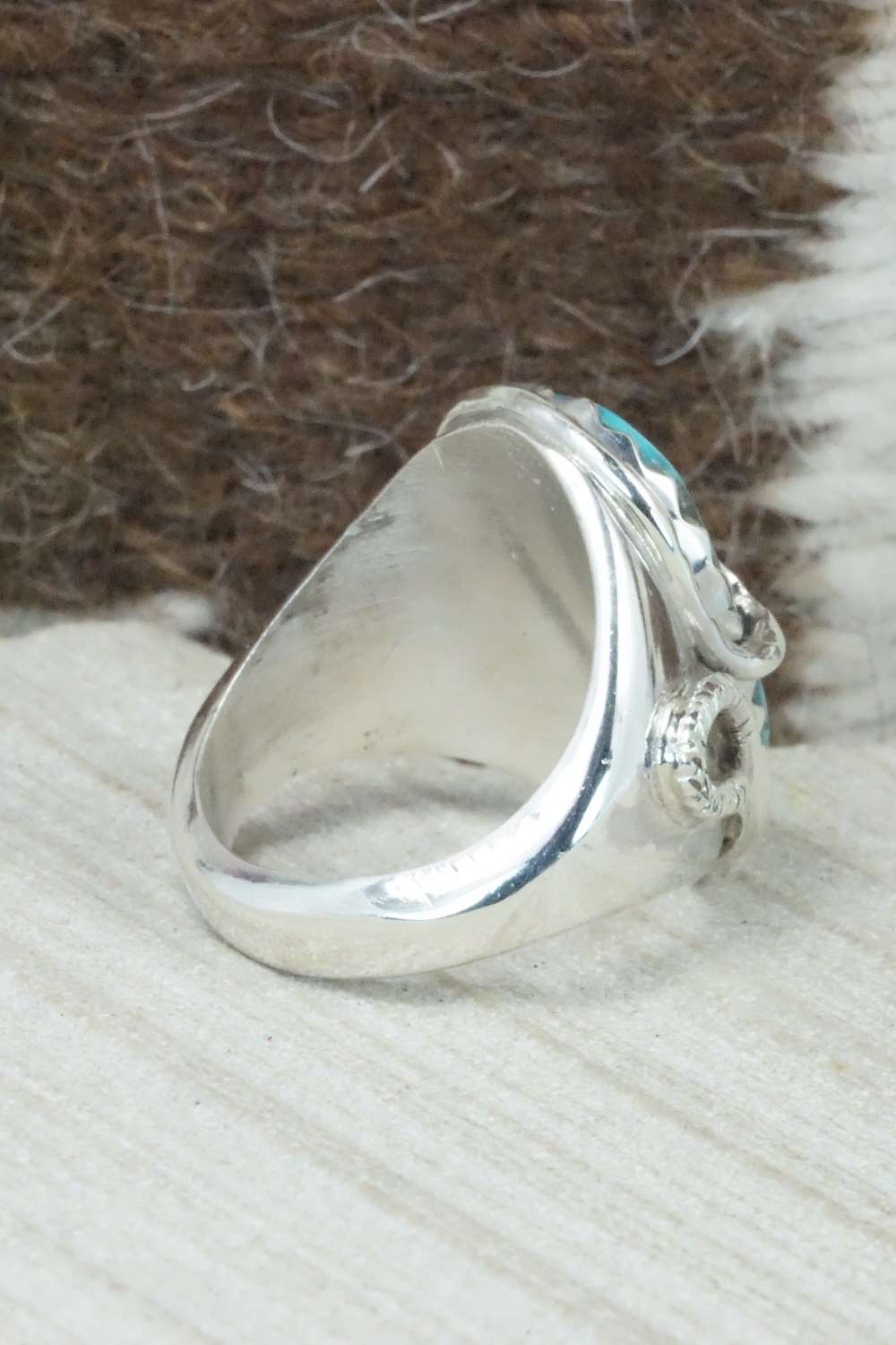 Turquoise & Sterling Silver Ring - Joy Calavaza - Size 8