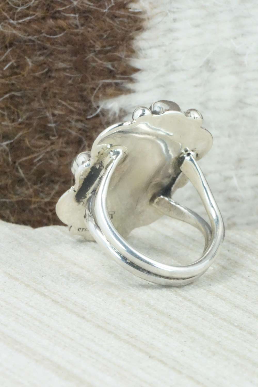 Coral & Sterling Silver Ring - Priscilla Reeder - Size 7