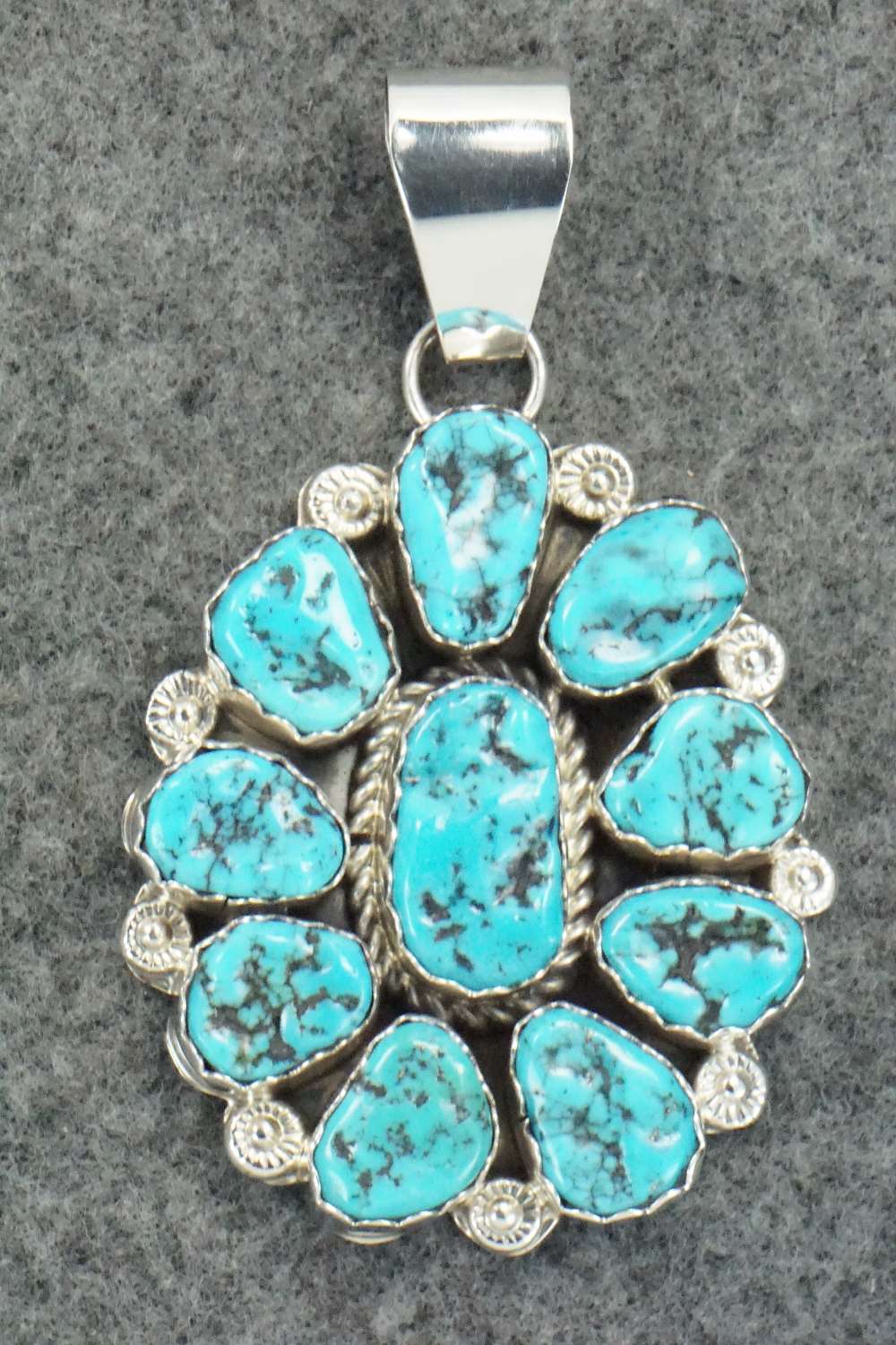Turquoise & Sterling Silver Pendant - Julia Etsitty