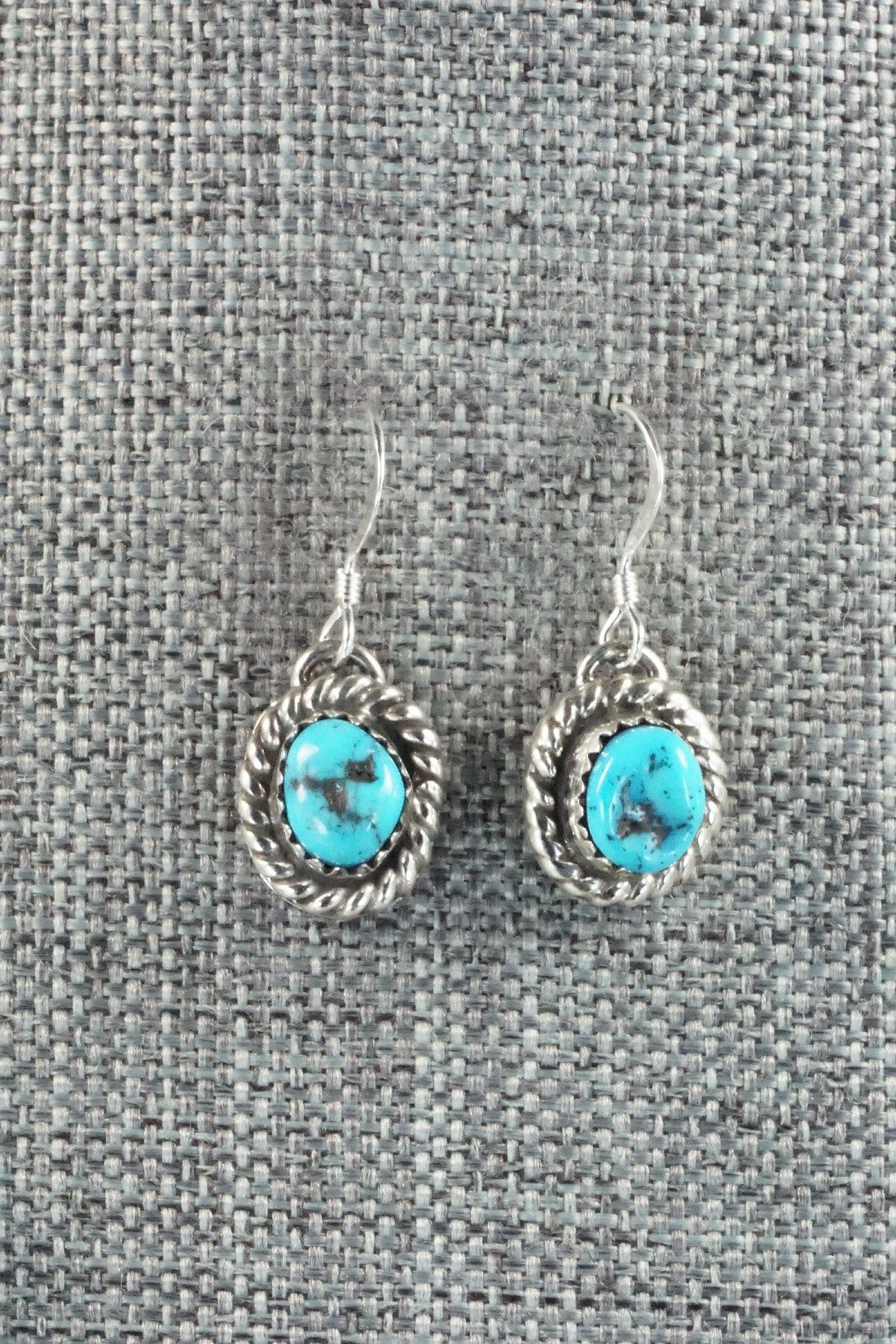Turquoise & Sterling Silver Squash Blossom Necklace and Earrings - Vernon Johnson