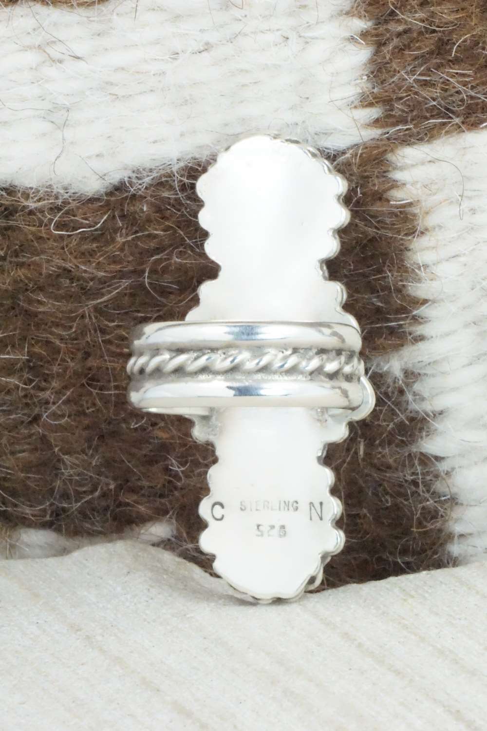 Turquoise, Spiny Oyster & Sterling Silver Ring - Cris Nez - Size 7