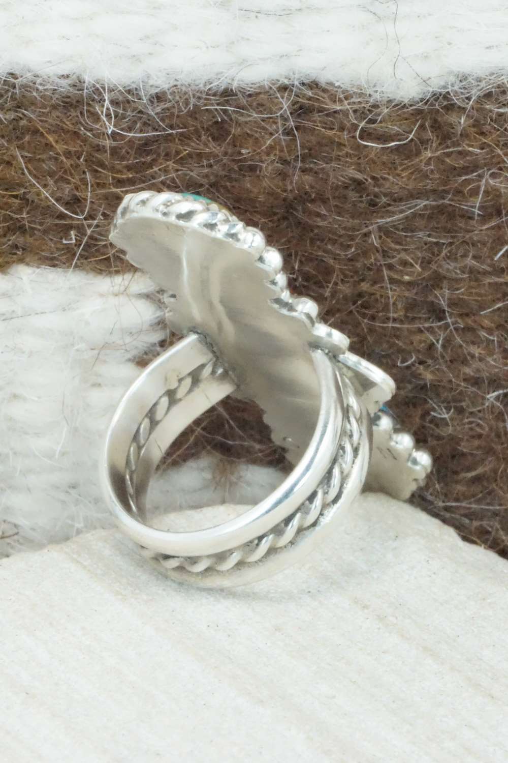 Turquoise, Spiny Oyster & Sterling Silver Ring - Cris Nez - Size 7