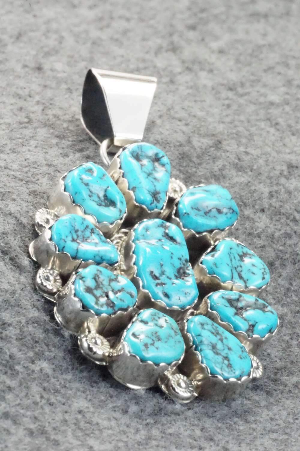 Turquoise & Sterling Silver Pendant - Julia Etsitty
