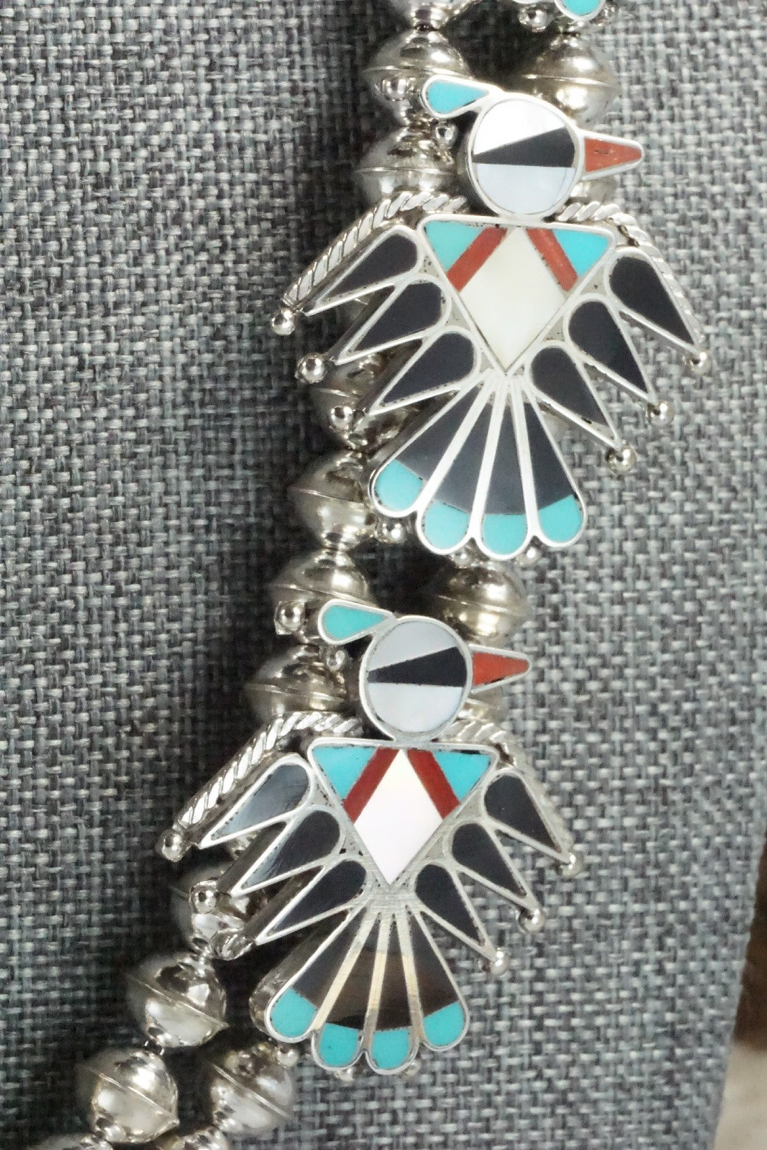 Multi Stone & Sterling Silver Inlay Necklace Set - Adrian Wallace