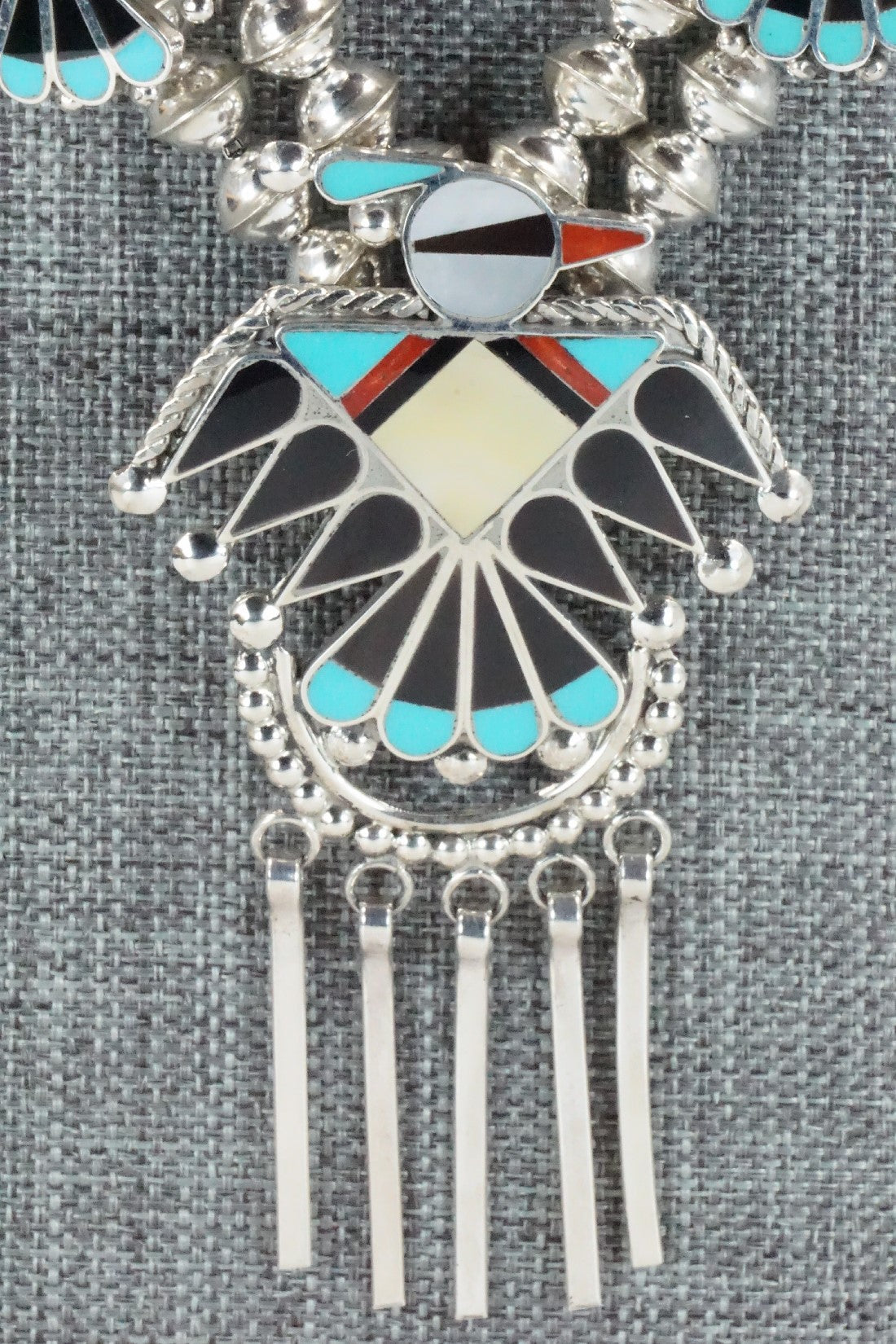 Multi Stone & Sterling Silver Inlay Necklace Set - Adrian Wallace