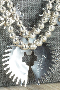 Turquoise & Sterling Silver Squash Blossom Necklace Set - Jack Etsate