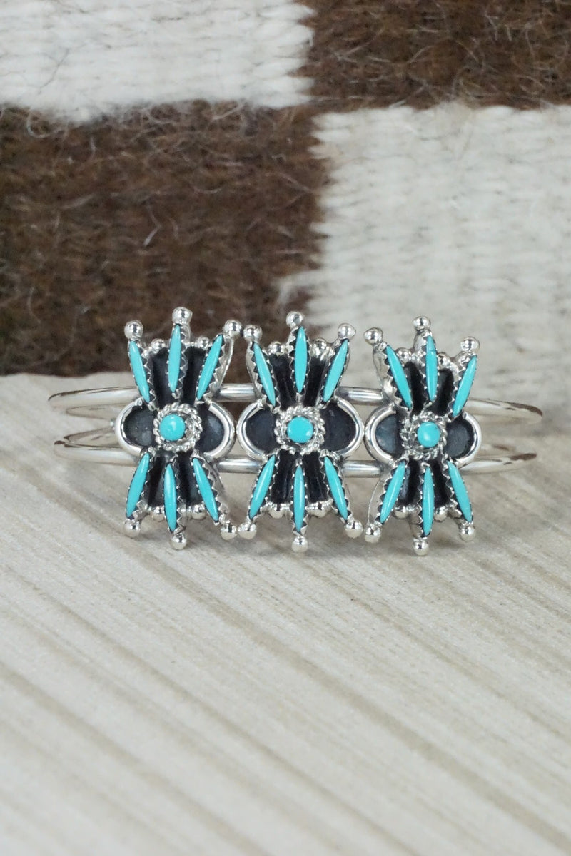 Turquoise & Sterling Silver Squash Blossom Necklace Set - Jack Etsate