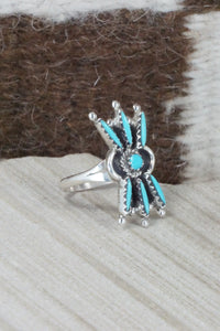 Turquoise & Sterling Silver Squash Blossom Necklace Set - Jack Etsate
