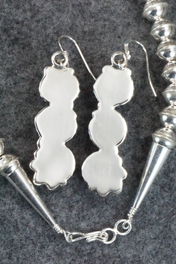 Turquoise & Sterling Silver Squash Blossom Necklace and Earrings - Vernon Johnson