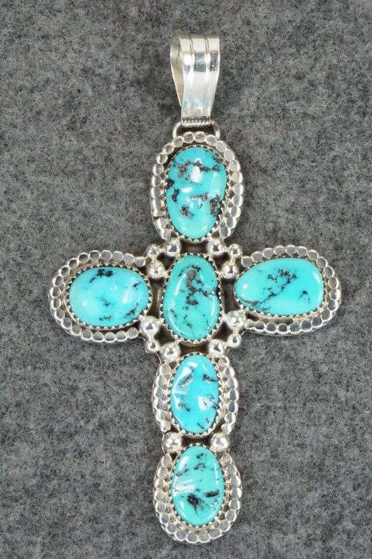 Turquoise & Sterling Silver Pendant - Harry B Yazzie