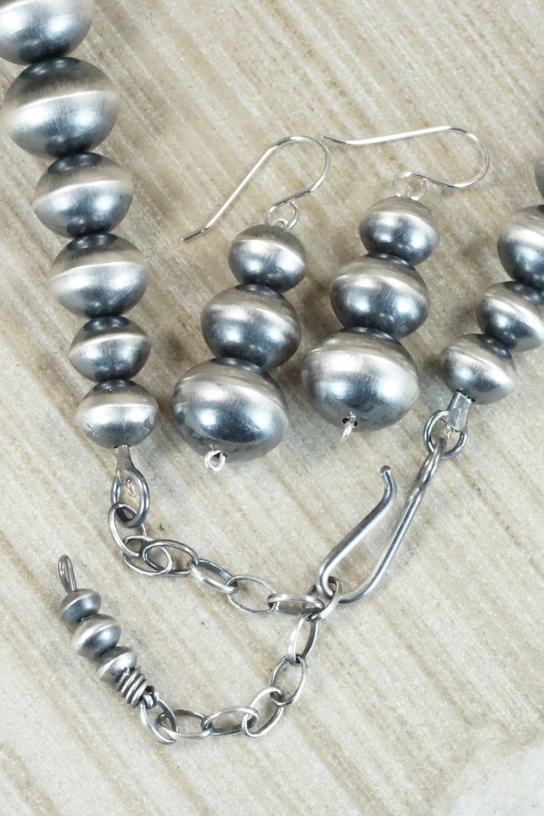 Sterling Silver Navajo Pearl Necklace & Earrings - Tonisha Haley