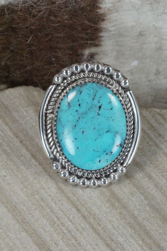 Turquoise & Sterling Silver Ring - Kenny Calavaza - Size 11