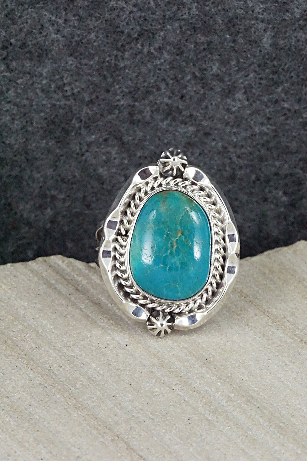 Turquoise & Sterling Silver Ring - Samuel Yellowhair - Size 7.75