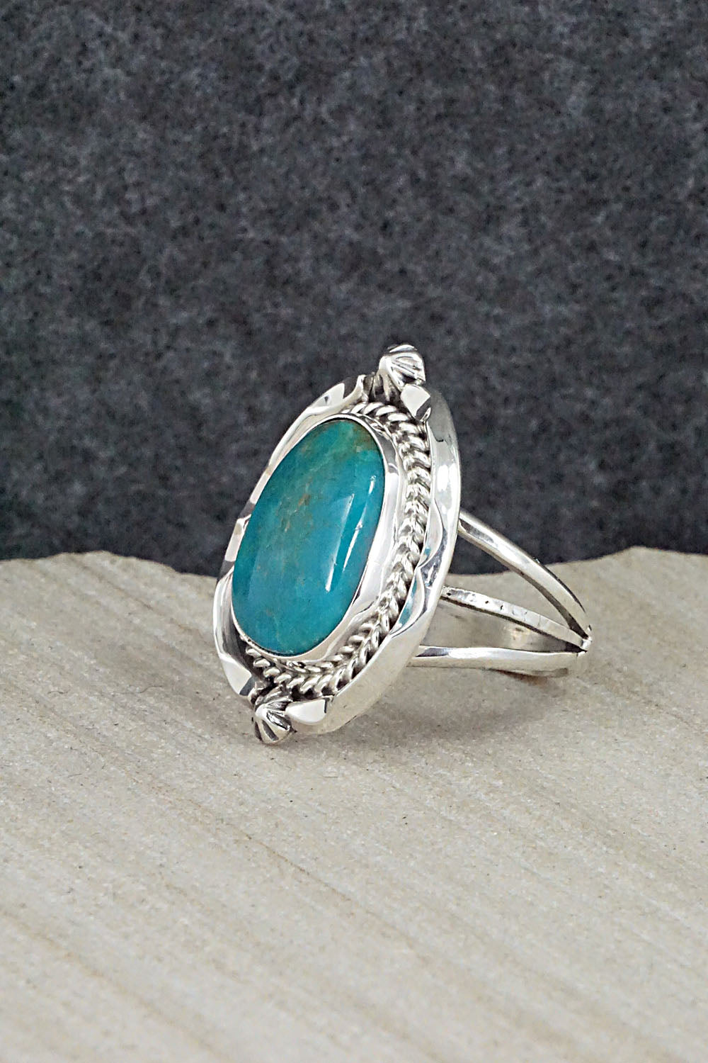 Turquoise & Sterling Silver Ring - Samuel Yellowhair - Size 7.75