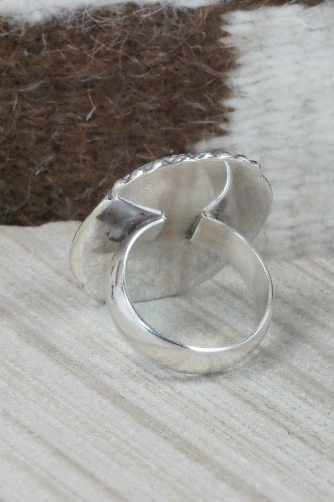 Turquoise & Sterling Silver Ring - Kenny Calavaza - Size 11