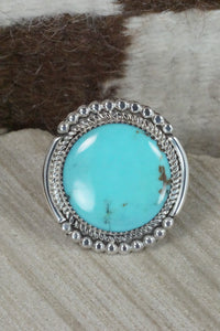 Turquoise & Sterling Silver Ring - Kenny Calavaza - Size 10.5