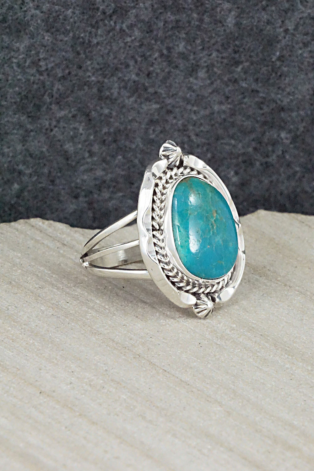 Turquoise & Sterling Silver Ring - Samuel Yellowhair - Size 7.75