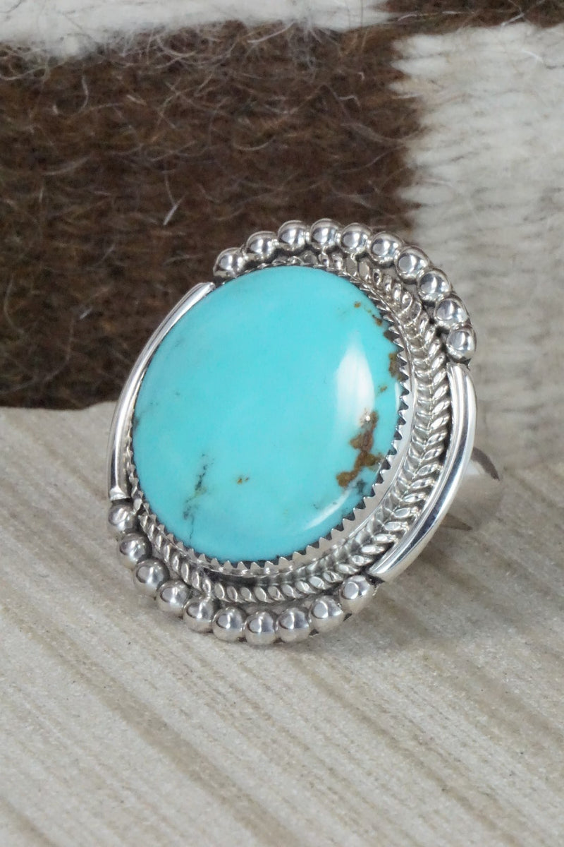 Turquoise & Sterling Silver Ring - Kenny Calavaza - Size 10.5