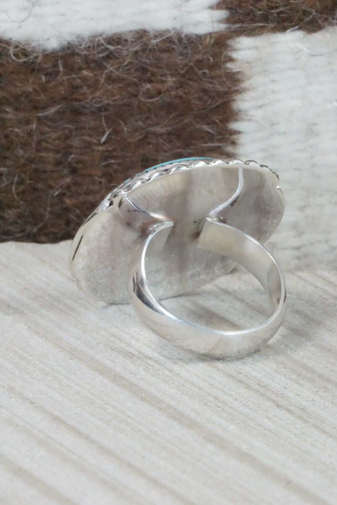 Turquoise & Sterling Silver Ring - Kenny Calavaza - Size 10.5