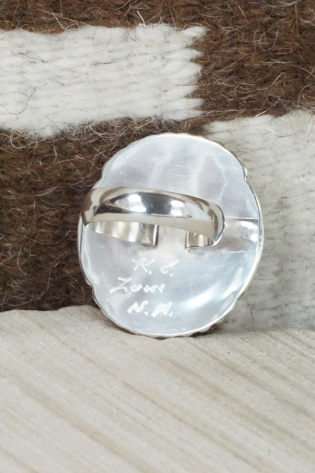 Turquoise & Sterling Silver Ring - Kenny Calavaza - Size 10.5